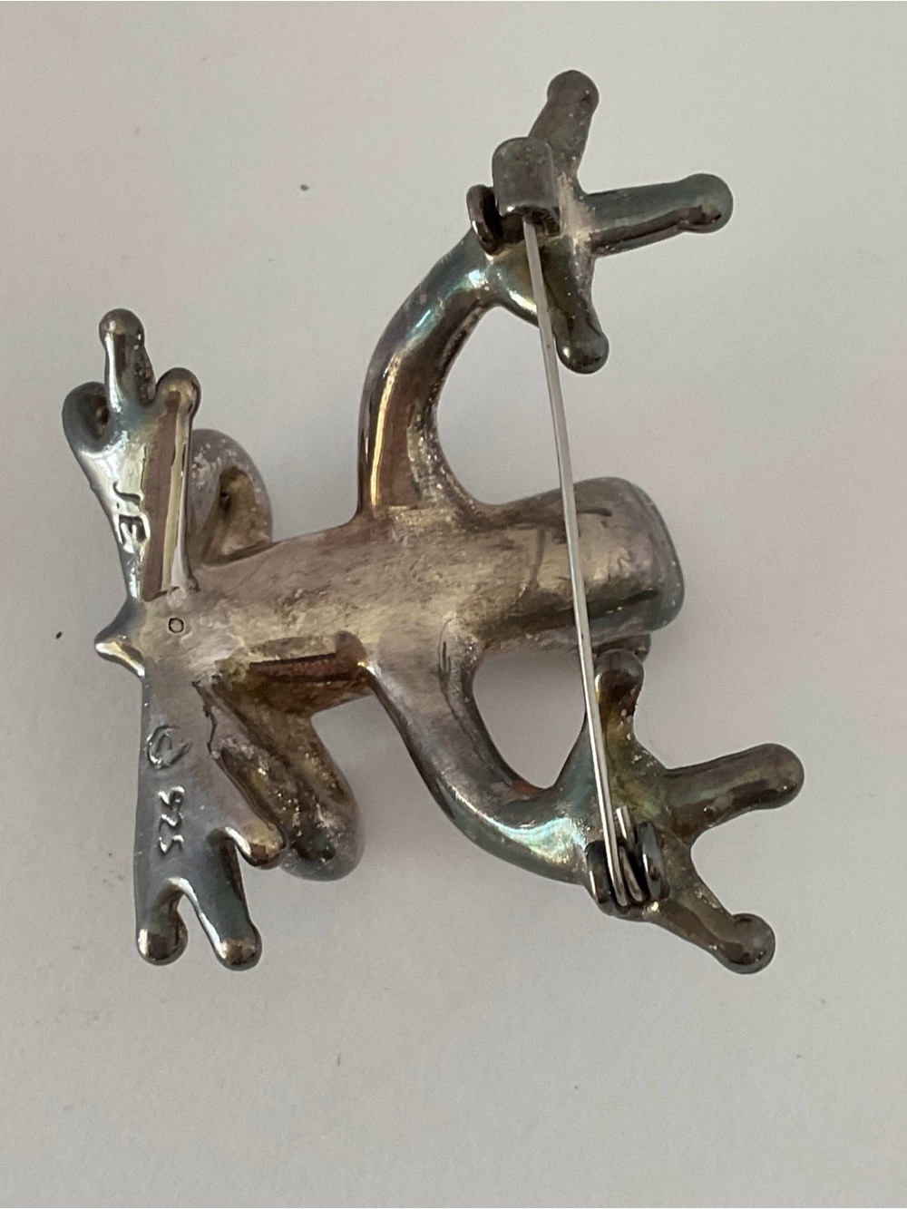 Vintage Joe Eustace JE 925 Sterling Silver Frog Brooch Pin 3D Figural - Picture 6 of 6